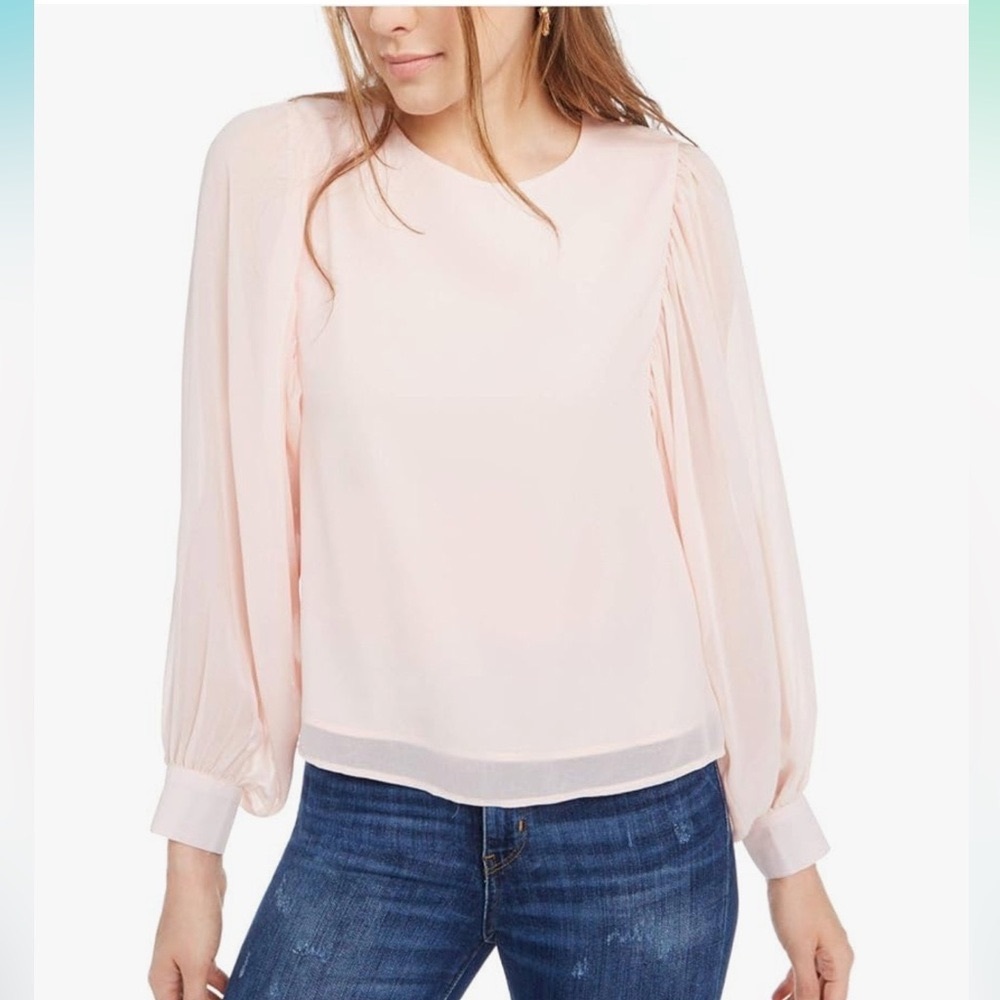 Light Pink Relaxed Bishop Sleeve Top